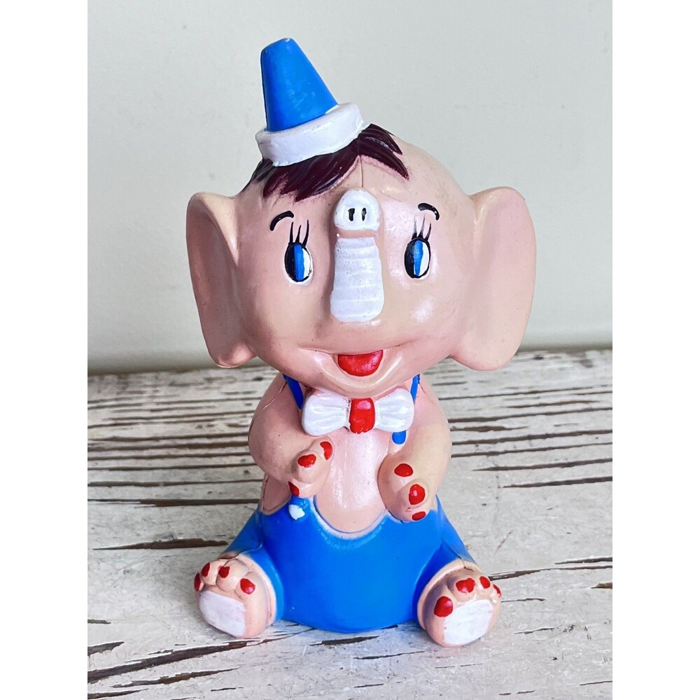 Vintage Adorable Baby Circus Elephant With Bowtie And Hat Plastic Piggy Bank